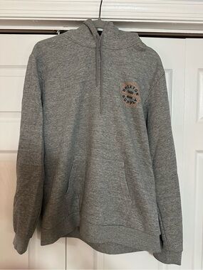 Brixton Gray Zip-Up Hoodie with Chest Patch